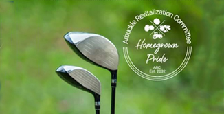 Picture of golf clubs and ARC emblem.